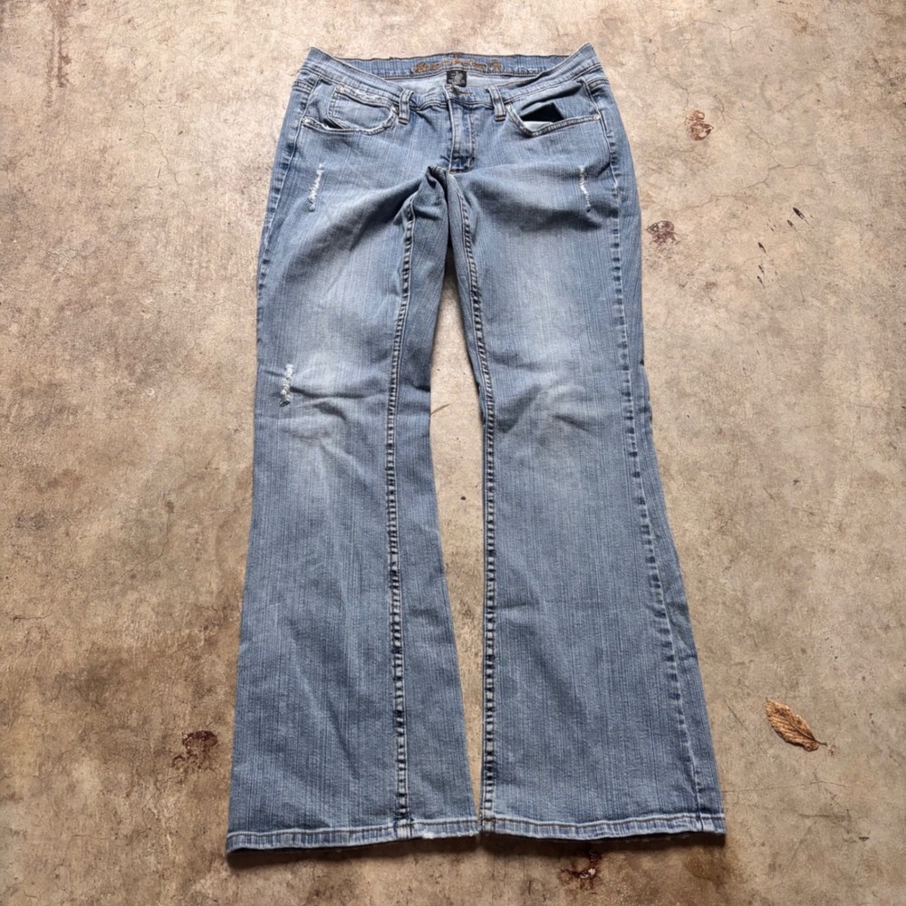 Arizona Jean Co Distressed Flare Jeans Size 11 Light Wash Y2K